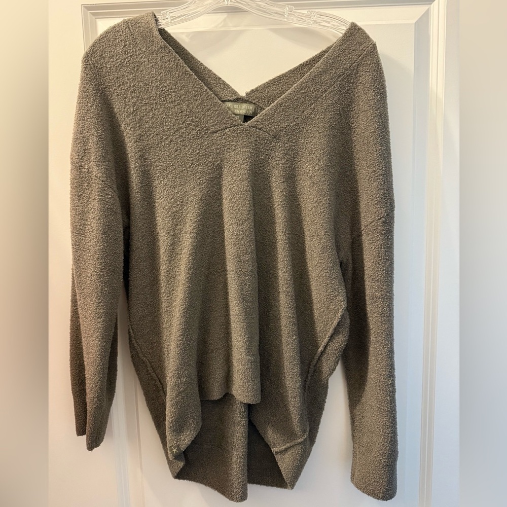 Barefoot Dreams Cozy V-Neck Gray Sweater